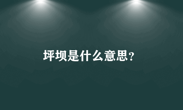 坪坝是什么意思？