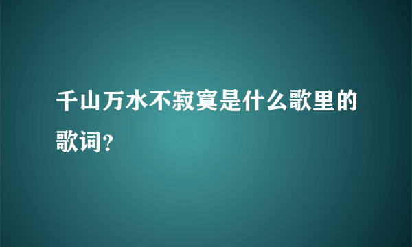 千山万水不寂寞是什么歌里的歌词？