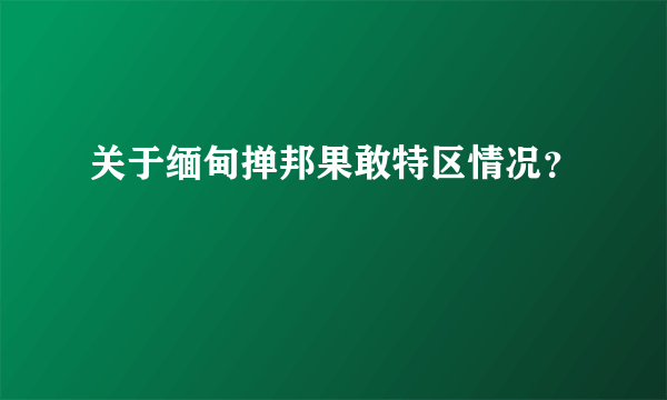 关于缅甸掸邦果敢特区情况？