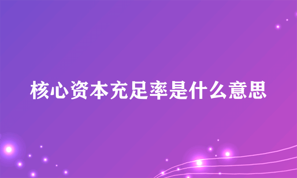 核心资本充足率是什么意思