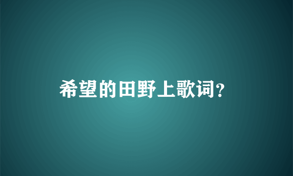 希望的田野上歌词？