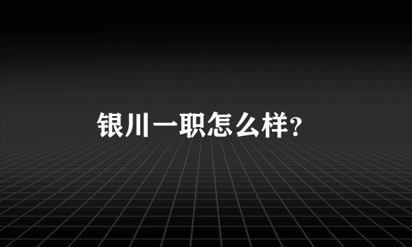 银川一职怎么样？