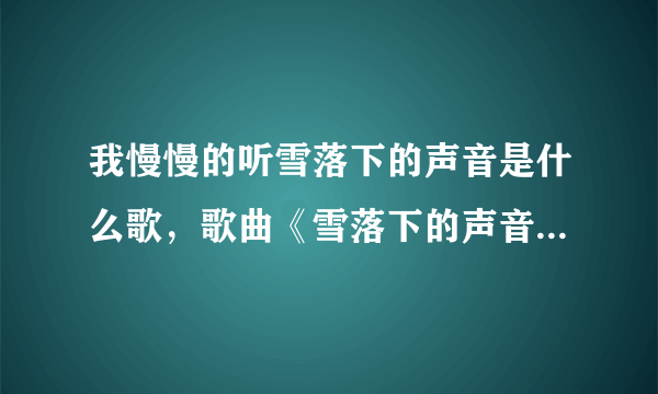 我慢慢的听雪落下的声音是什么歌，歌曲《雪落下的声音》歌词分享