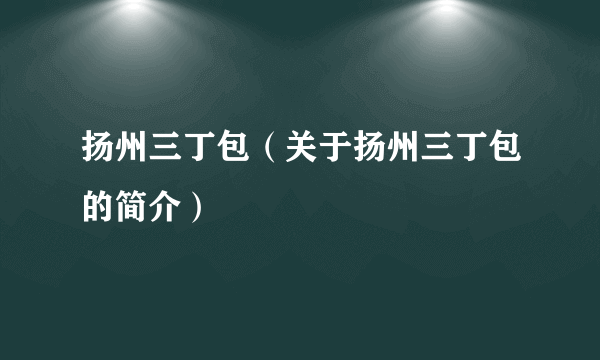 扬州三丁包（关于扬州三丁包的简介）