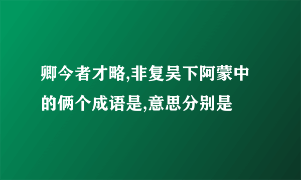 卿今者才略,非复吴下阿蒙中的俩个成语是,意思分别是