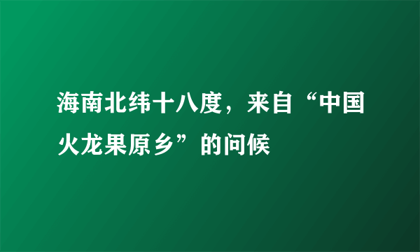 海南北纬十八度，来自“中国火龙果原乡”的问候