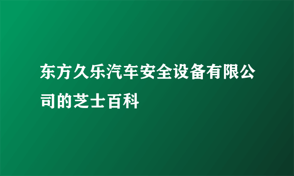 东方久乐汽车安全设备有限公司的芝士百科