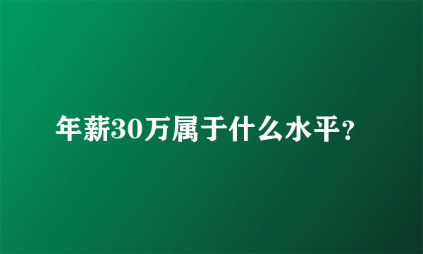 年薪30万属于什么水平？