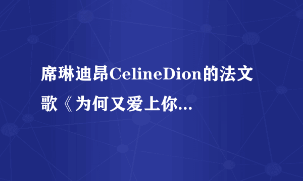 席琳迪昂CelineDion的法文歌《为何又爱上你》中文译文是什么？