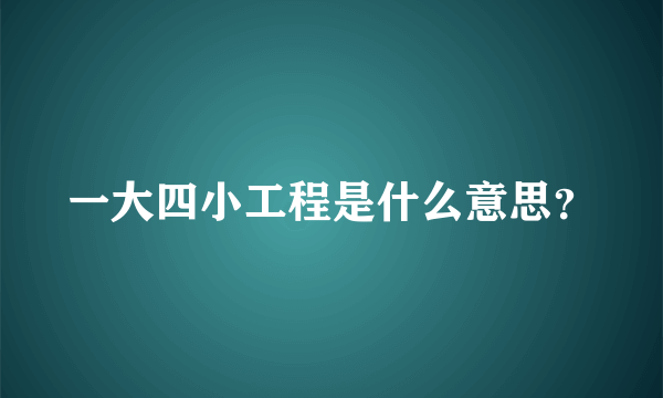 一大四小工程是什么意思？