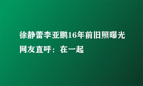 徐静蕾李亚鹏16年前旧照曝光网友直呼：在一起