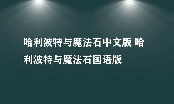 哈利波特与魔法石中文版 哈利波特与魔法石国语版