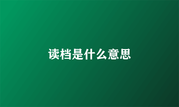 读档是什么意思