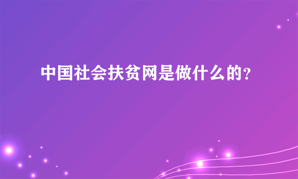 中国社会扶贫网是做什么的？