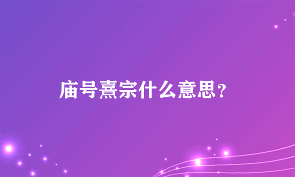 庙号熹宗什么意思？