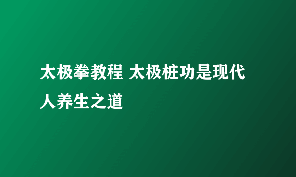 太极拳教程 太极桩功是现代人养生之道