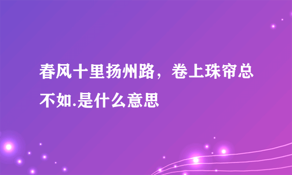 春风十里扬州路，卷上珠帘总不如.是什么意思