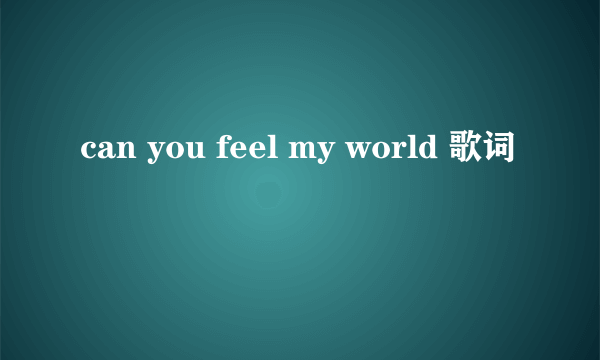 can you feel my world 歌词