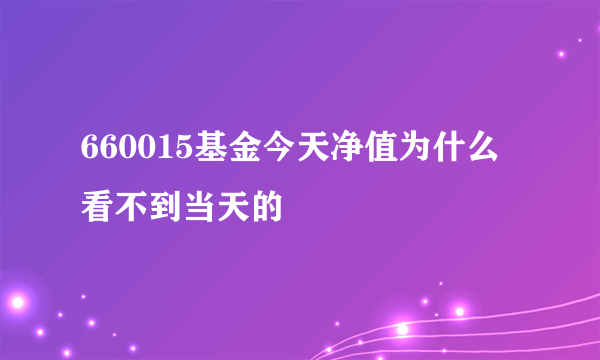 660015基金今天净值为什么看不到当天的