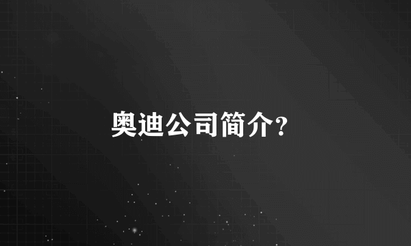 奥迪公司简介？