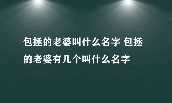 包拯的老婆叫什么名字 包拯的老婆有几个叫什么名字