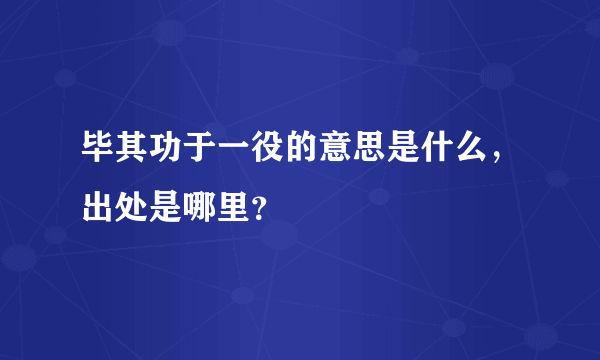 毕其功于一役的意思是什么，出处是哪里？