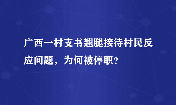 广西一村支书翘腿接待村民反应问题，为何被停职？