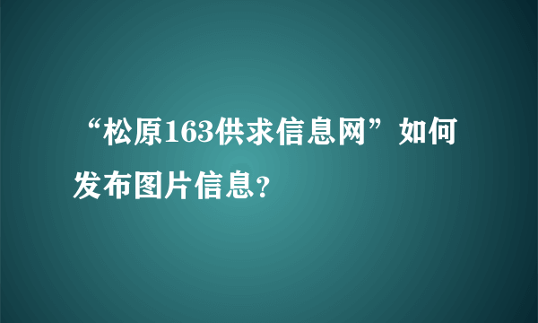 “松原163供求信息网”如何发布图片信息？