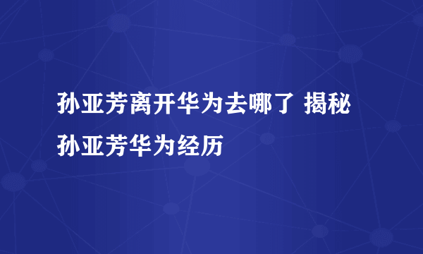 孙亚芳离开华为去哪了 揭秘孙亚芳华为经历