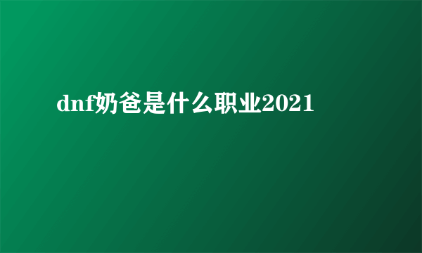 dnf奶爸是什么职业2021