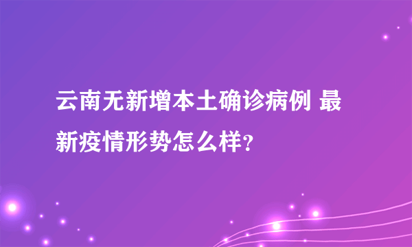 云南无新增本土确诊病例 最新疫情形势怎么样？