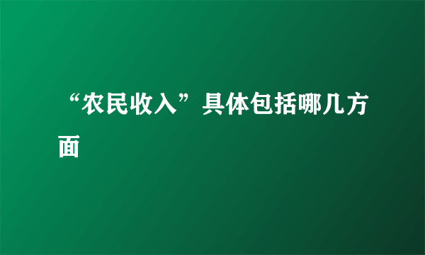 “农民收入”具体包括哪几方面