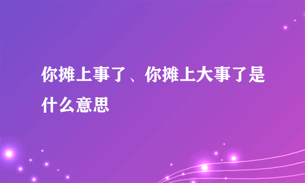 你摊上事了、你摊上大事了是什么意思