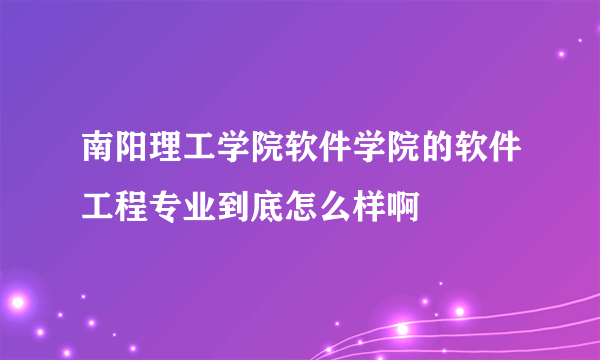 南阳理工学院软件学院的软件工程专业到底怎么样啊