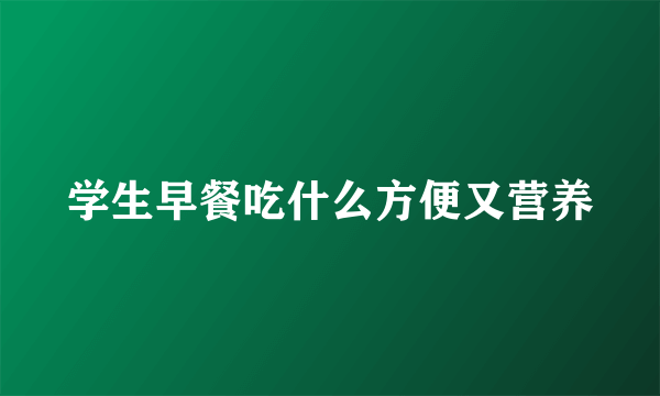 学生早餐吃什么方便又营养