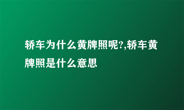 轿车为什么黄牌照呢?,轿车黄牌照是什么意思