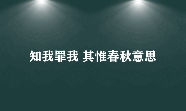 知我罪我 其惟春秋意思