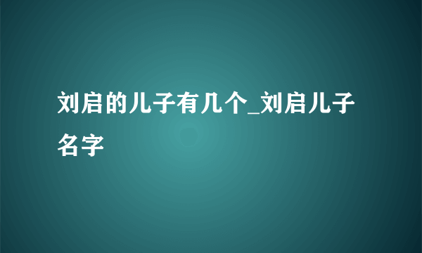 刘启的儿子有几个_刘启儿子名字