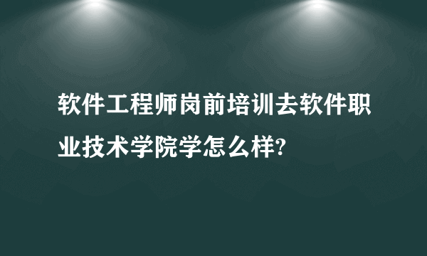 软件工程师岗前培训去软件职业技术学院学怎么样?