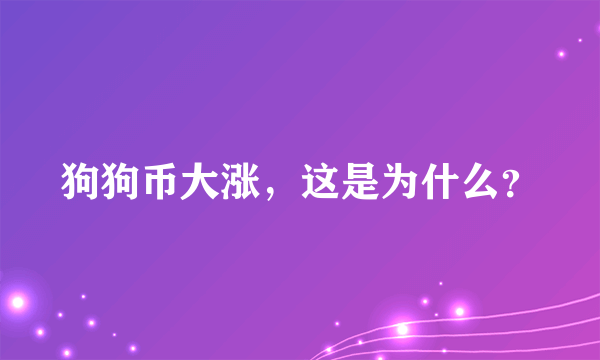 狗狗币大涨，这是为什么？