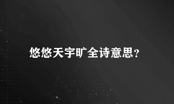 悠悠天宇旷全诗意思？