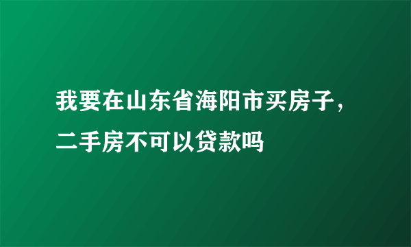 我要在山东省海阳市买房子，二手房不可以贷款吗