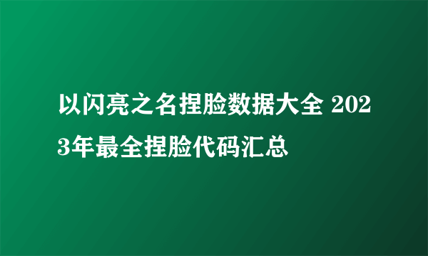 以闪亮之名捏脸数据大全 2023年最全捏脸代码汇总