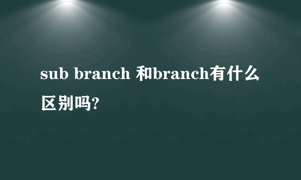 sub branch 和branch有什么区别吗?