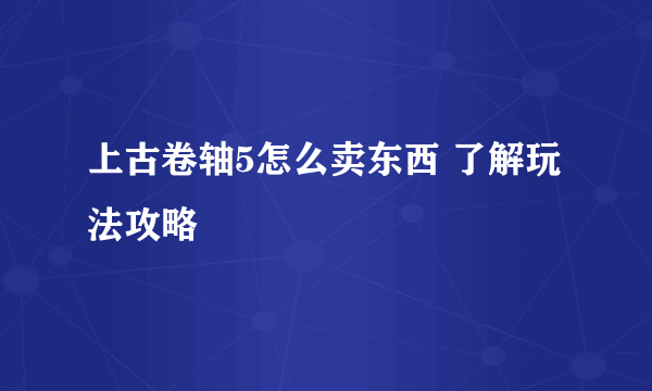 上古卷轴5怎么卖东西 了解玩法攻略