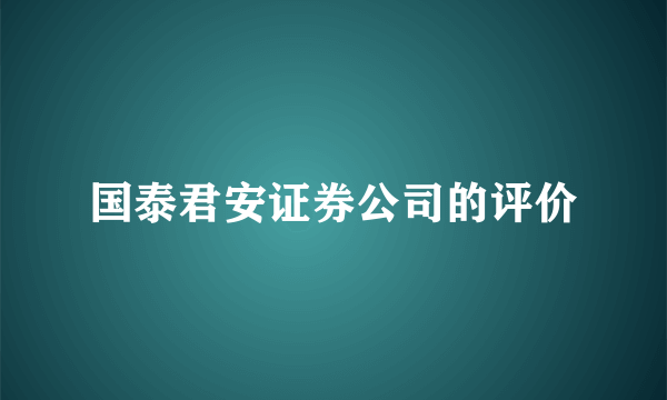 国泰君安证券公司的评价