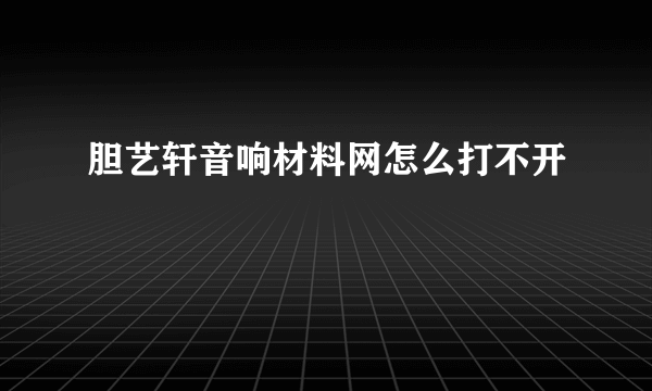 胆艺轩音响材料网怎么打不开