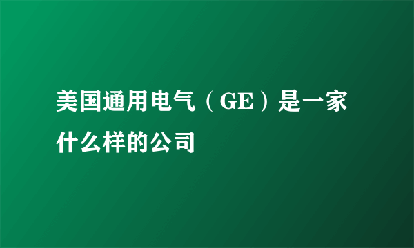 美国通用电气（GE）是一家什么样的公司