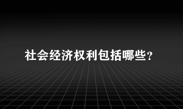 社会经济权利包括哪些？