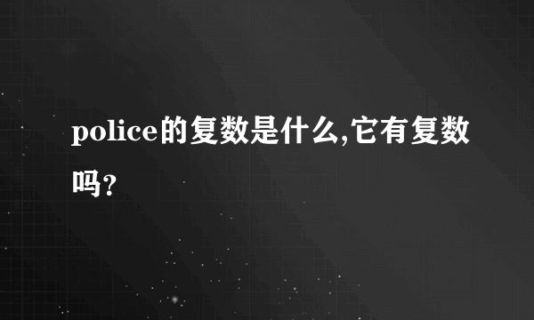 police的复数是什么,它有复数吗？